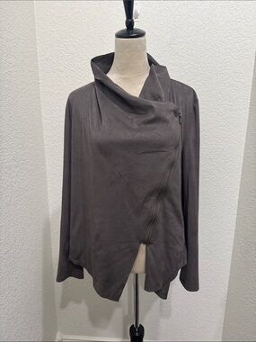 Vigoss Charcoal Gray Draped Asymmetrical Zip Jacket